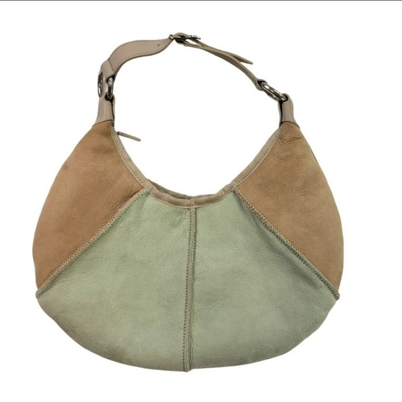 Ugg Millennial Green & Brown Suede Mini Hogo Bag w/ Shearling Fur - Picture 2 of 9